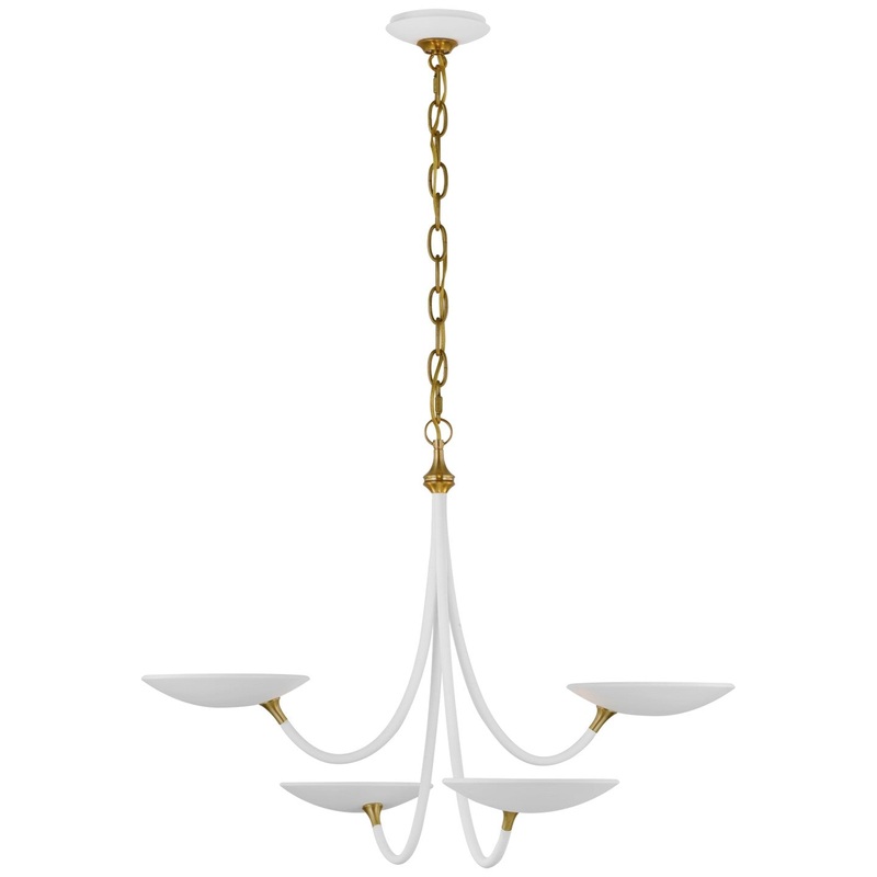 LED Chandelier from the Keira Collection in Matte White And Hand-Rubbed Antique Brass Finish by Visual Comfort Signature