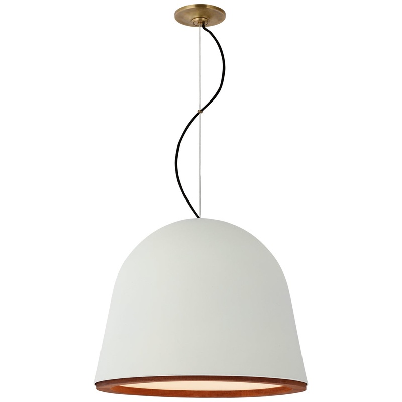 LED Pendant from the Murphy Collection in Plaster White And Dark Teak Finish by Visual Comfort Signature
