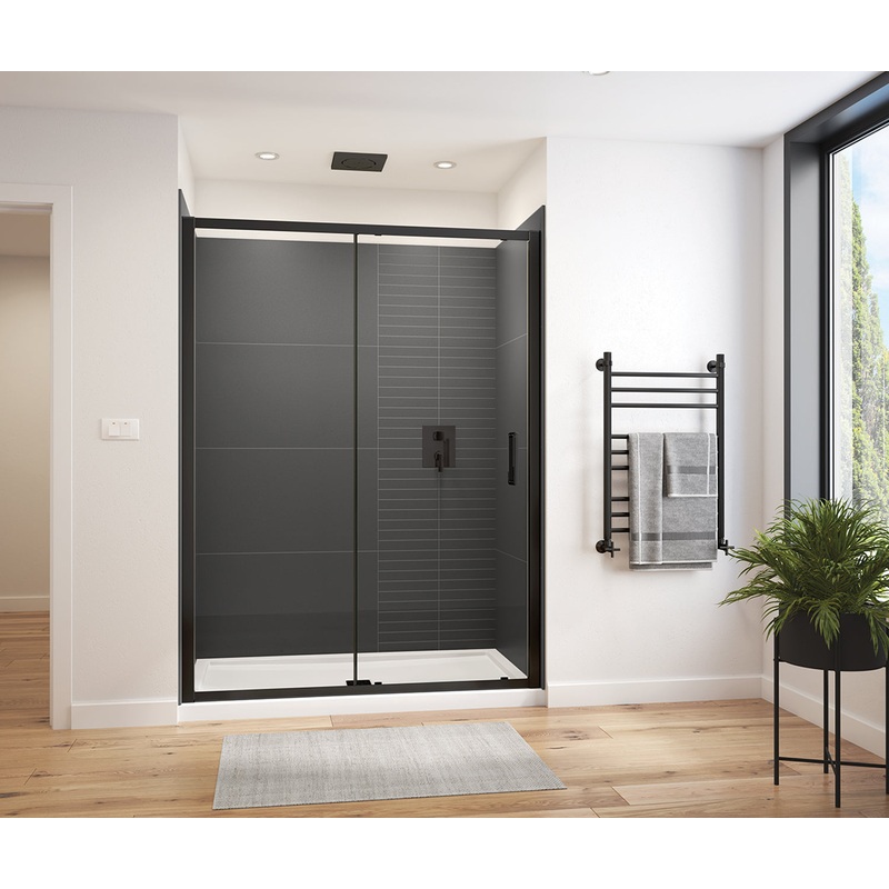 MAAX 135237-900-340-000 Connect Pro 55 -57 x 76 in. 6mm Sliding Shower Door for Alcove Installation with Clear glass in Matte Black