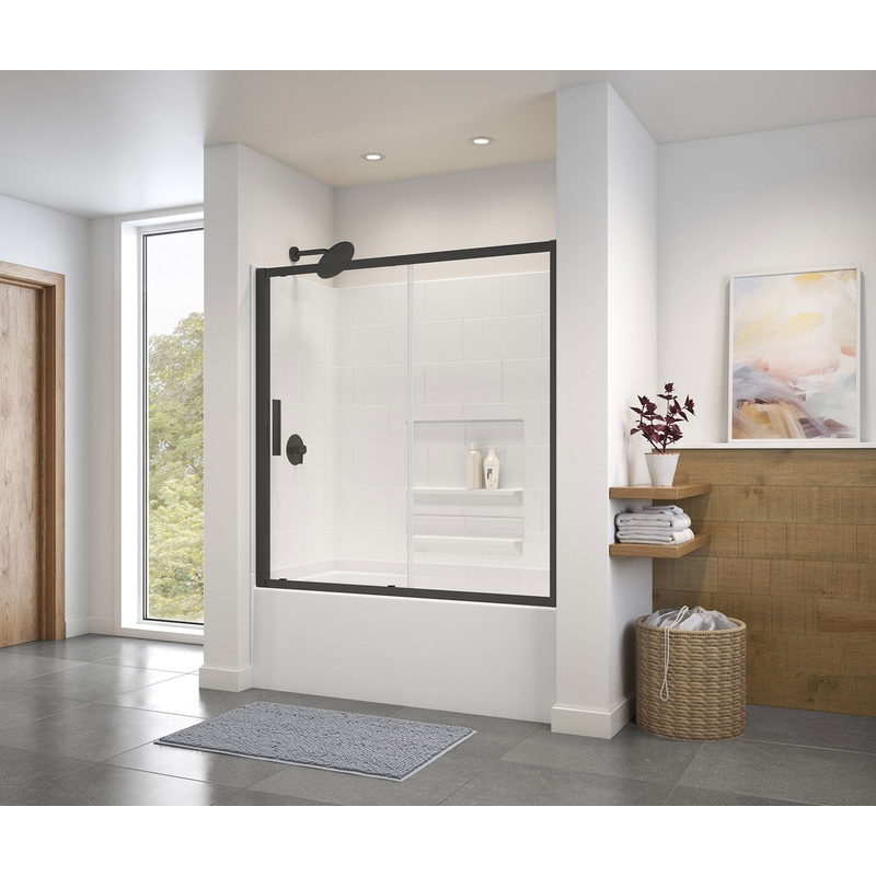 MAAX 135246-900-340-000 Connect 57-58  x 57 in. 6mm Sliding Tub Door for Alcove Installation with Clear glass in Matte Black