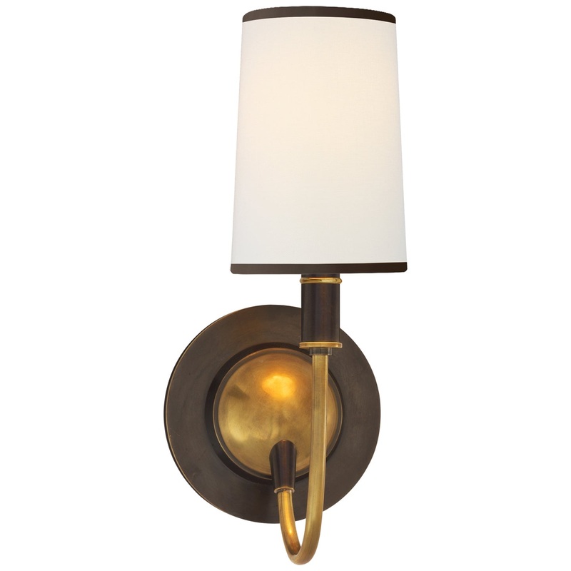 One Light Wall Sconce from the Elkins Collection in Bronze With Antique Brass Finish by Visual Comfort Signature