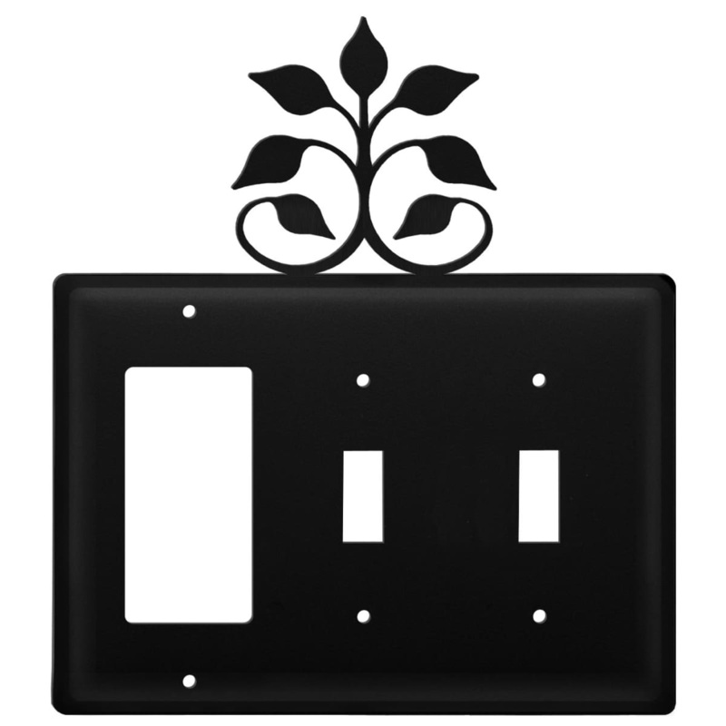 Village Wrought Iron EGSS-109 Triple Leaf Fan Single GFI and Double Switch Cover CUSTOM Product