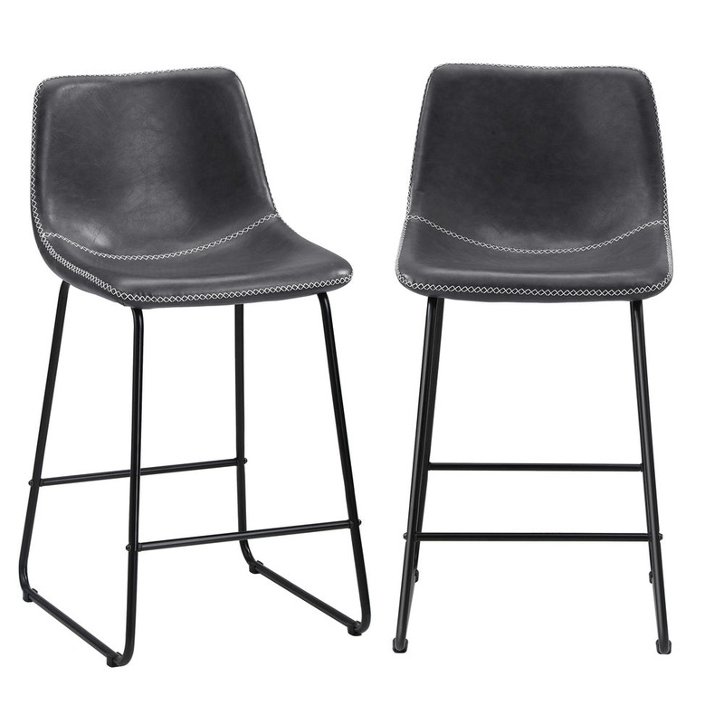 2x Bar Stools Steel Stool Modern Grey