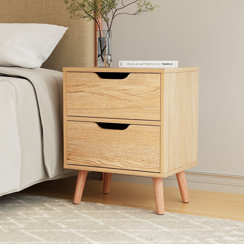 Artiss Bedside Table 2 Drawers Nightstand – BODEN Pine