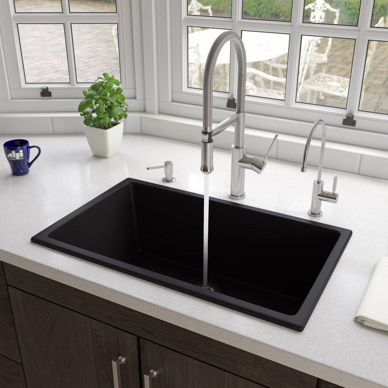 Black Matte 30″ x 18″ Fireclay Undermount / Drop In Fireclay Kitchen Sink