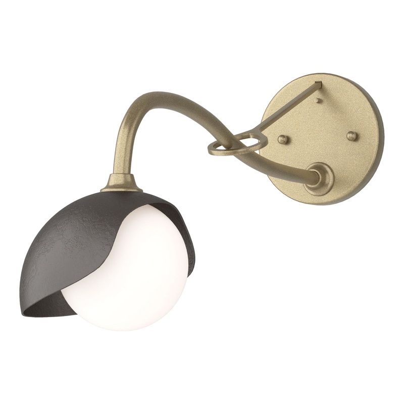 Brooklyn 1-Light Single Shade Long-Arm Sconce Soft Gold Oil Rubbed Bronze
