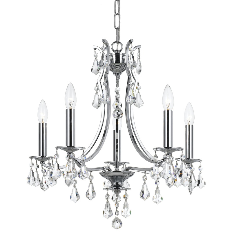 Crystorama 5935-CH-CL-S Cedar Five Light Mini Chandelier Polished Chrome
