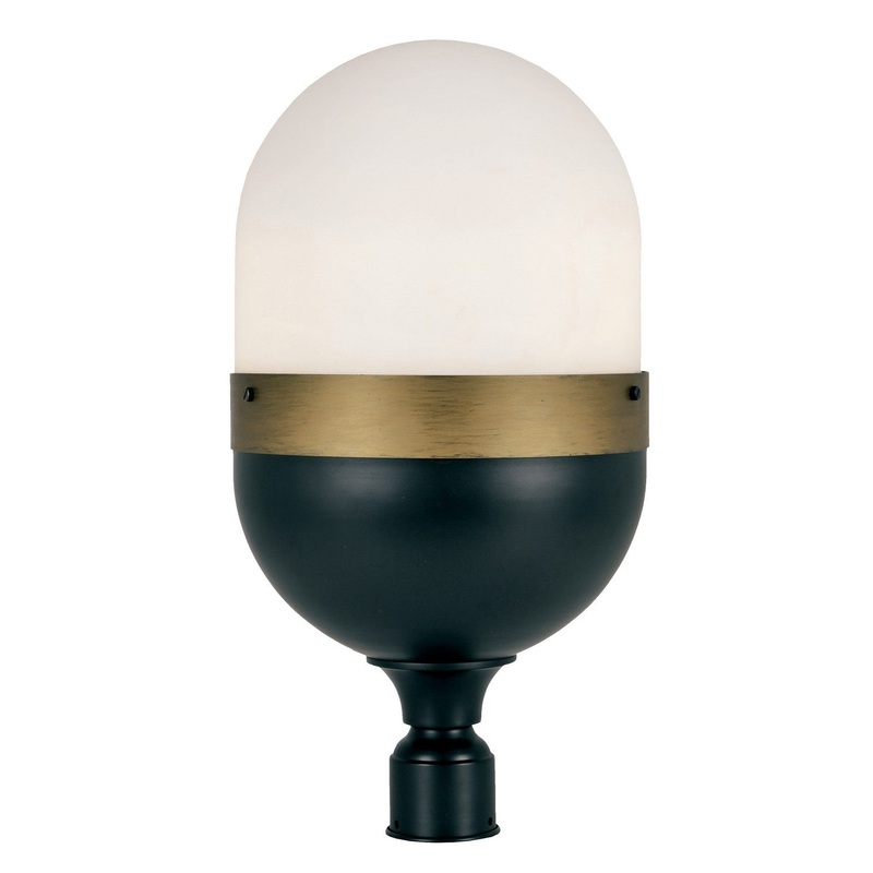 Crystorama CAP-8509-MK-TG Capsule Three Light Outdoor Post Mount Matte Black / Textured Gold