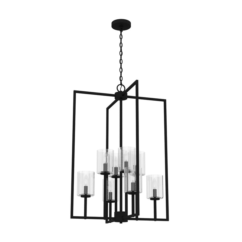 Eight Light Foyer Pendant from the Kerrison Collection in Natural Black Iron Finish by Hunter