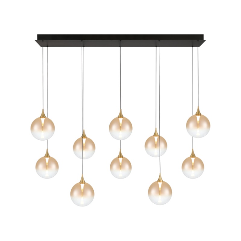 Iissa 10-Light 47″ Chandelier Gold Amber Glass