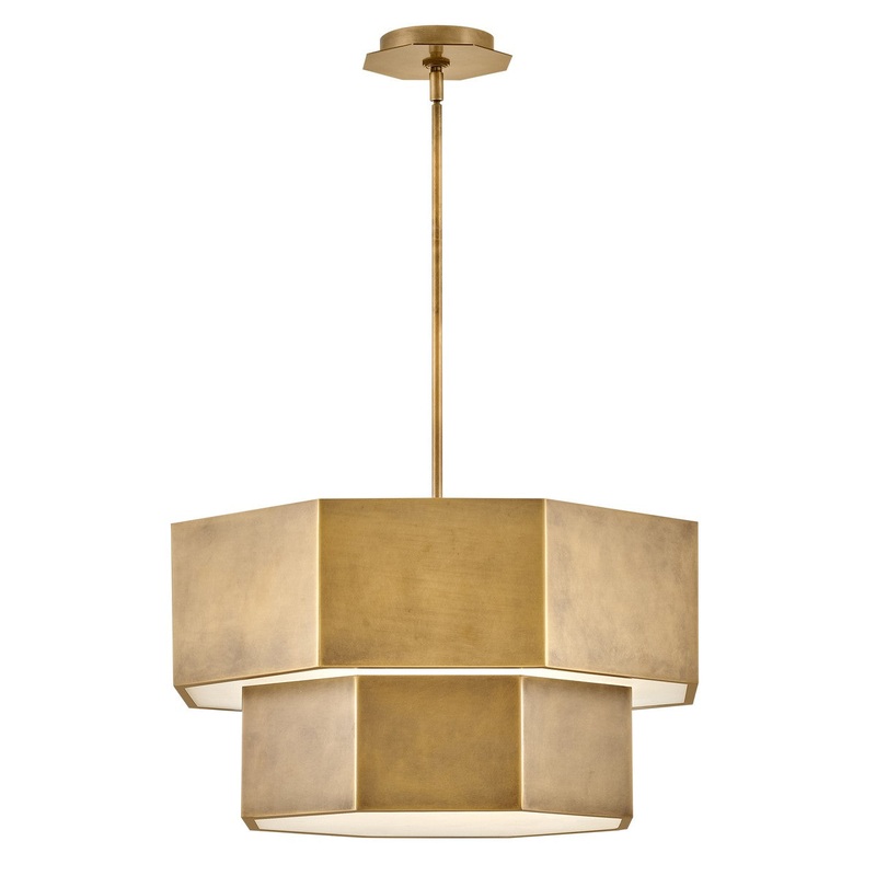 LED Convertible Chandelier from the Facet Collection in Heritage Brass Finish by Hinkley