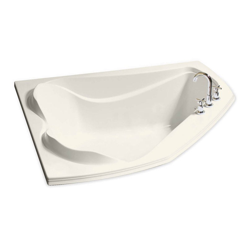 MAAX 102724-109-007 Cocoon 6054 Acrylic Corner Center Drain Combined Hydrosens & Aerosens Bathtub in Biscuit