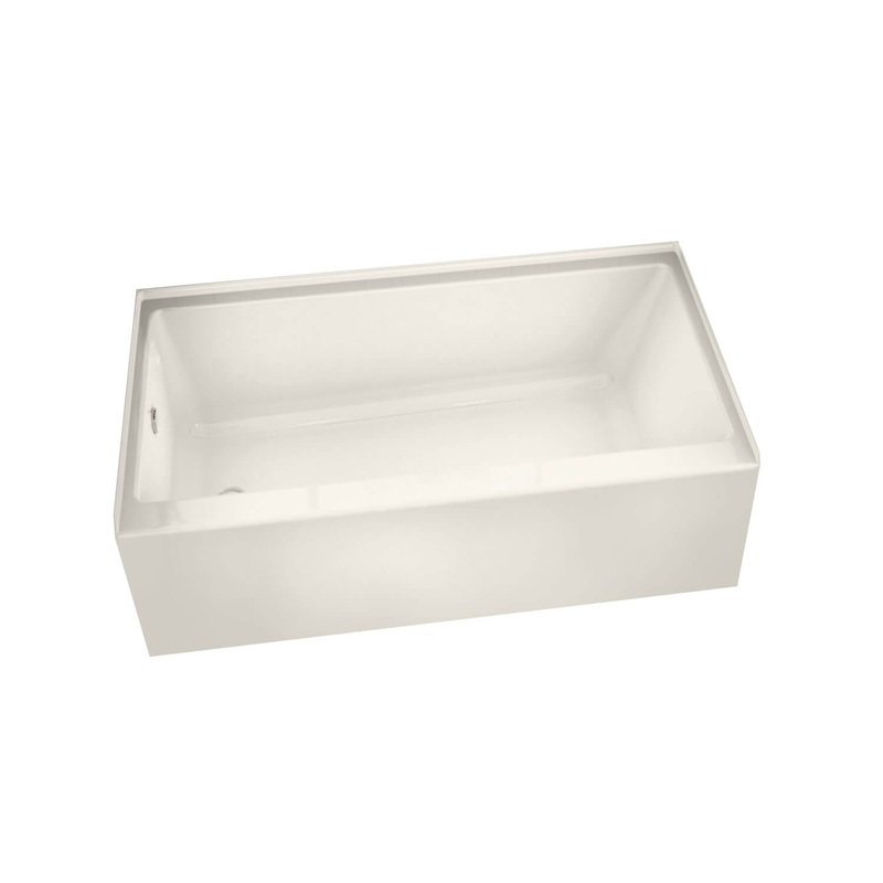 MAAX 105816-L-000-007 Rubix 6030 AFR Acrylic Alcove Left-Hand Drain Bathtub in Biscuit