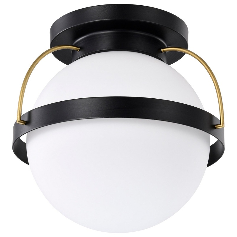 One Light Flush Mount from the Lakeshore Collection in Matte Black Finish by Nuvo Lighting