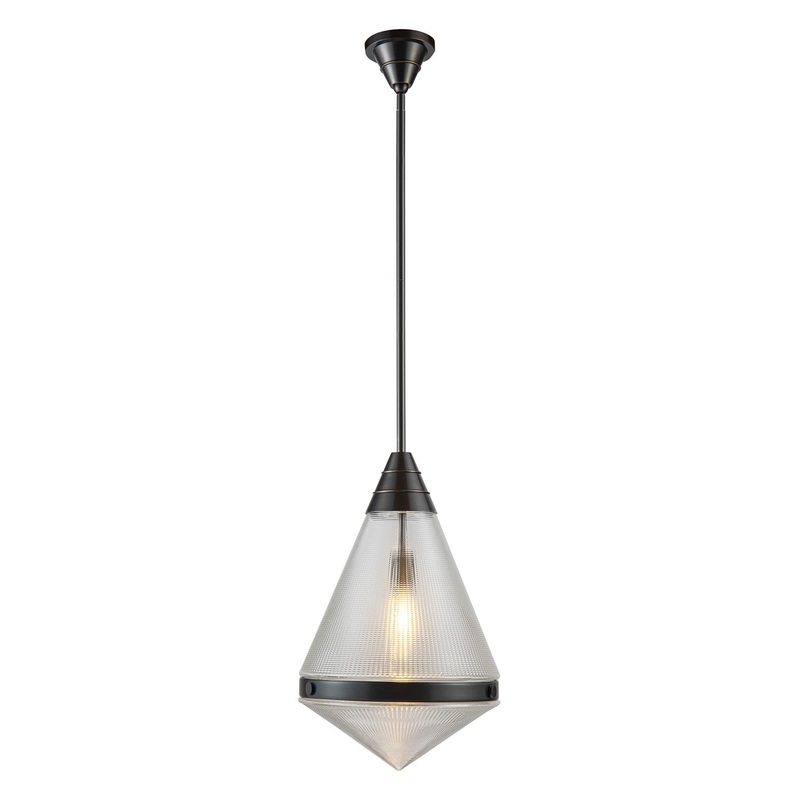 One Light Pendant from the Willard Collection in Urban Bronze/Clear Prismatic Glass Finish by Alora