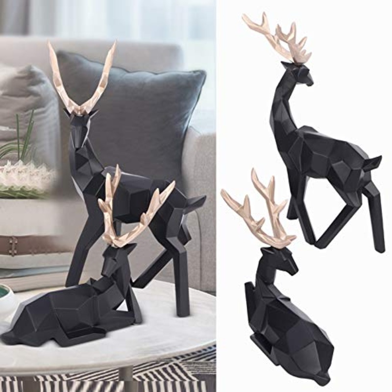 Ornamento da tavolo, statua di alce, nero per mensola del ripiano del mobile TV comodino