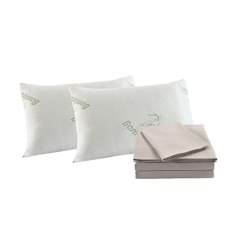 Royal Comfort Bamboo Blend Sheet Set 1000TC and Bamboo Pillows 2 Pack Ultra Soft – Queen – Warm Grey