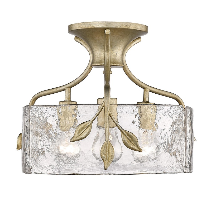 Three Light Semi-Flush Mount from the Calla WG Collection in White Gold Finish by Golden