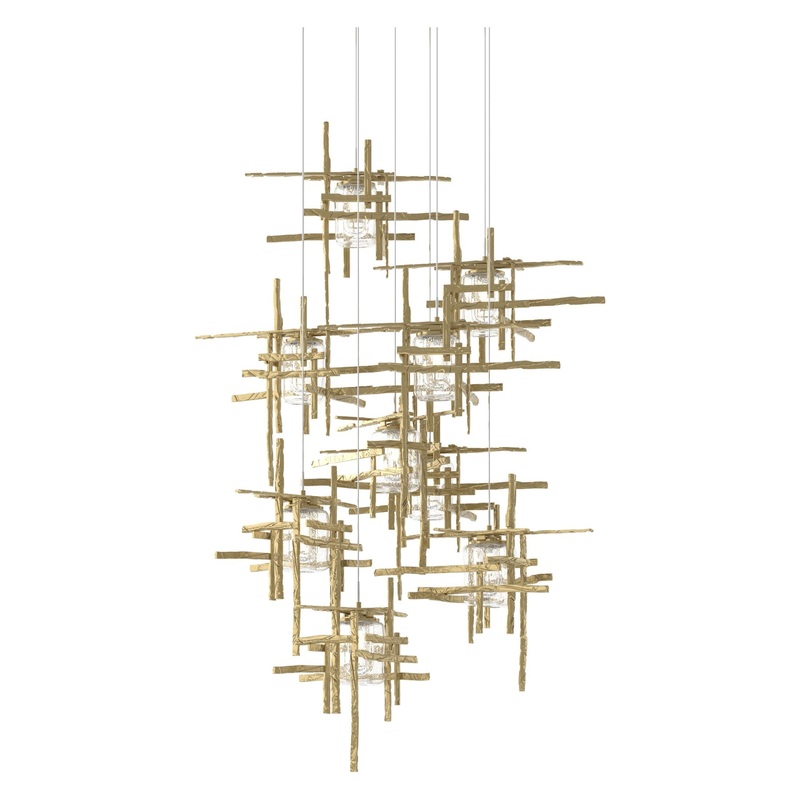 Tura 9-Light Seeded Glass Pendant Modern Brass