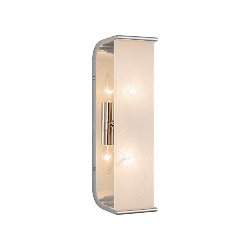 Two Light Vanity from the Abbott Collection in Polished Nickel/Alabaster Finish by Alora