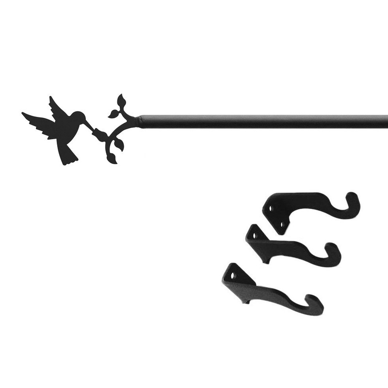 Village Wrought Iron CUR-18-130-S Hummingbird Curtain Rod XL (Hardware is INCLUDED)