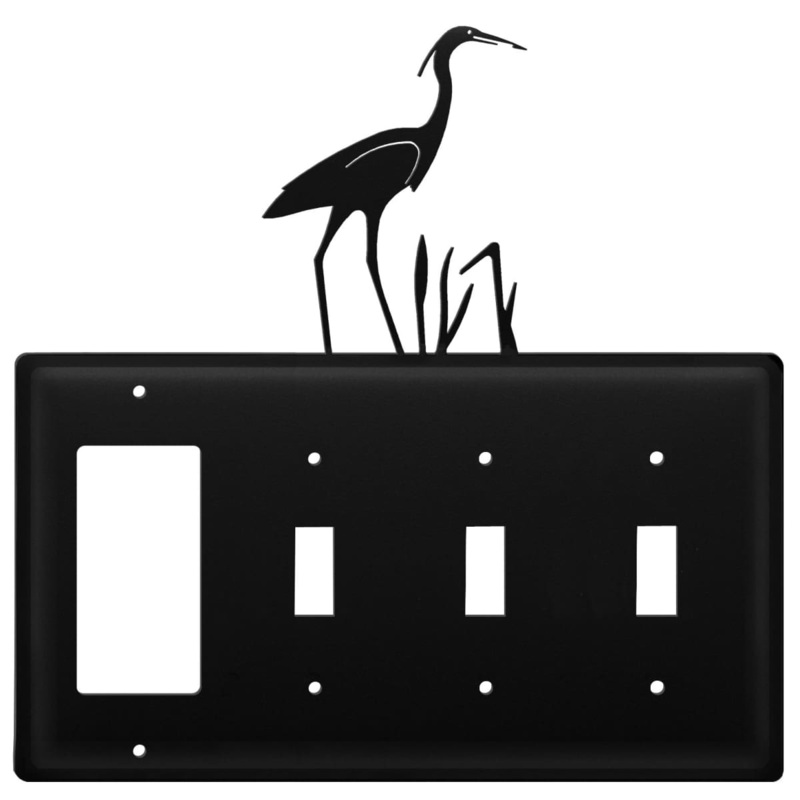 Village Wrought Iron EGSSS-133 Quad Heron Single GFI and Triple Switch Cover CUSTOM Product