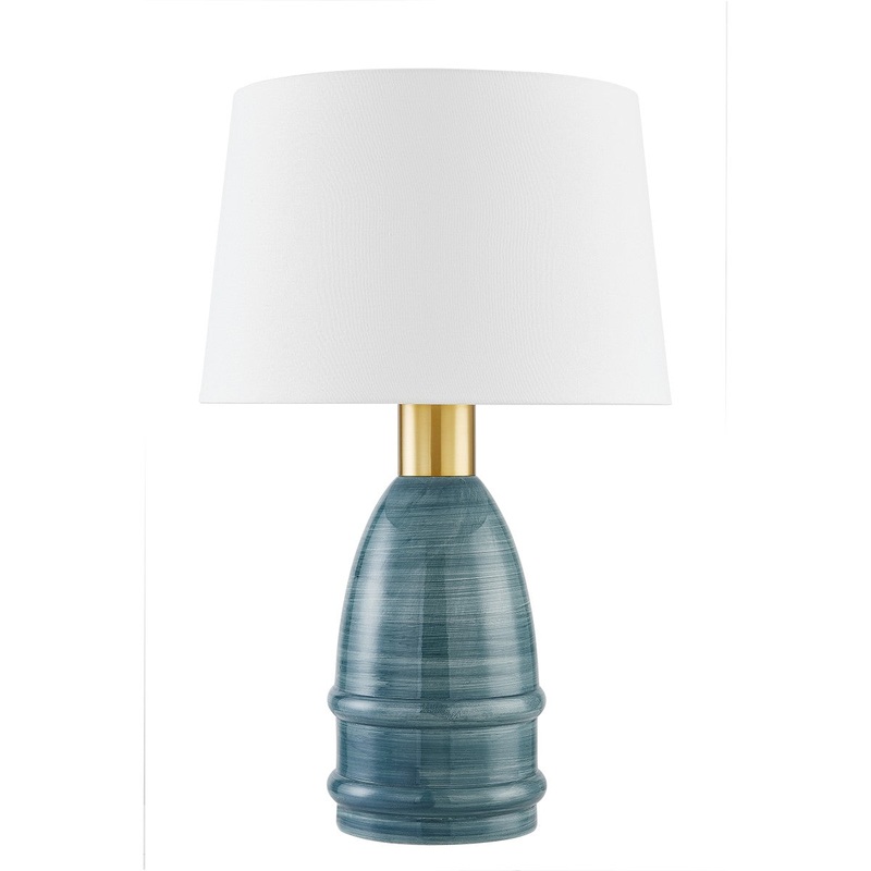 One Light Table Lamp from the Tenley Collection in Aged Brass/Ceramic Inchyra Blue Finish by Mitzi